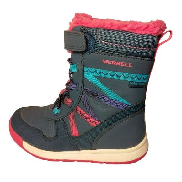 Merrell Snow Crush Boots Youth Girl Size 10M Blue Pink 220 Gram Insulatuin READ - Picture 7 of 16